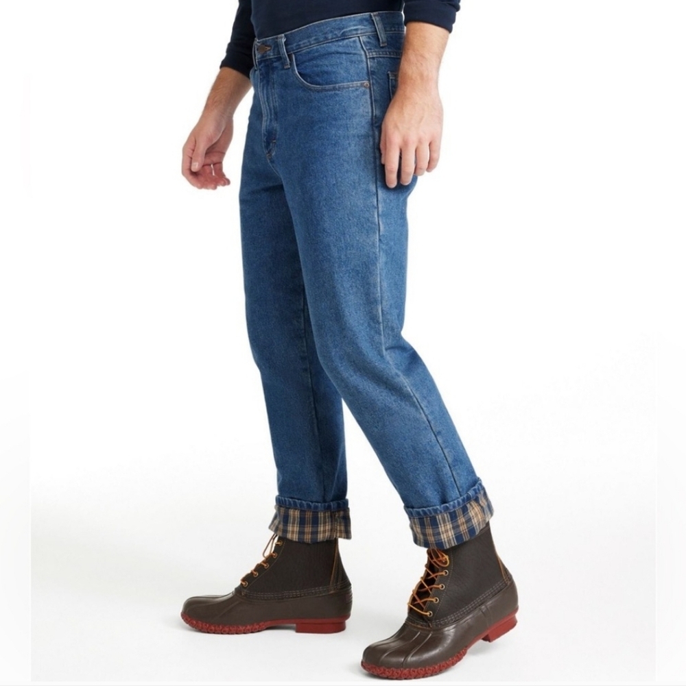 L.L. BEAN Double L Classic Fit Flannel Lined Jeans 35x29
